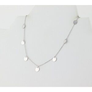 Sterling Silver Dangle Circle Station Necklace 16" - 17" inch